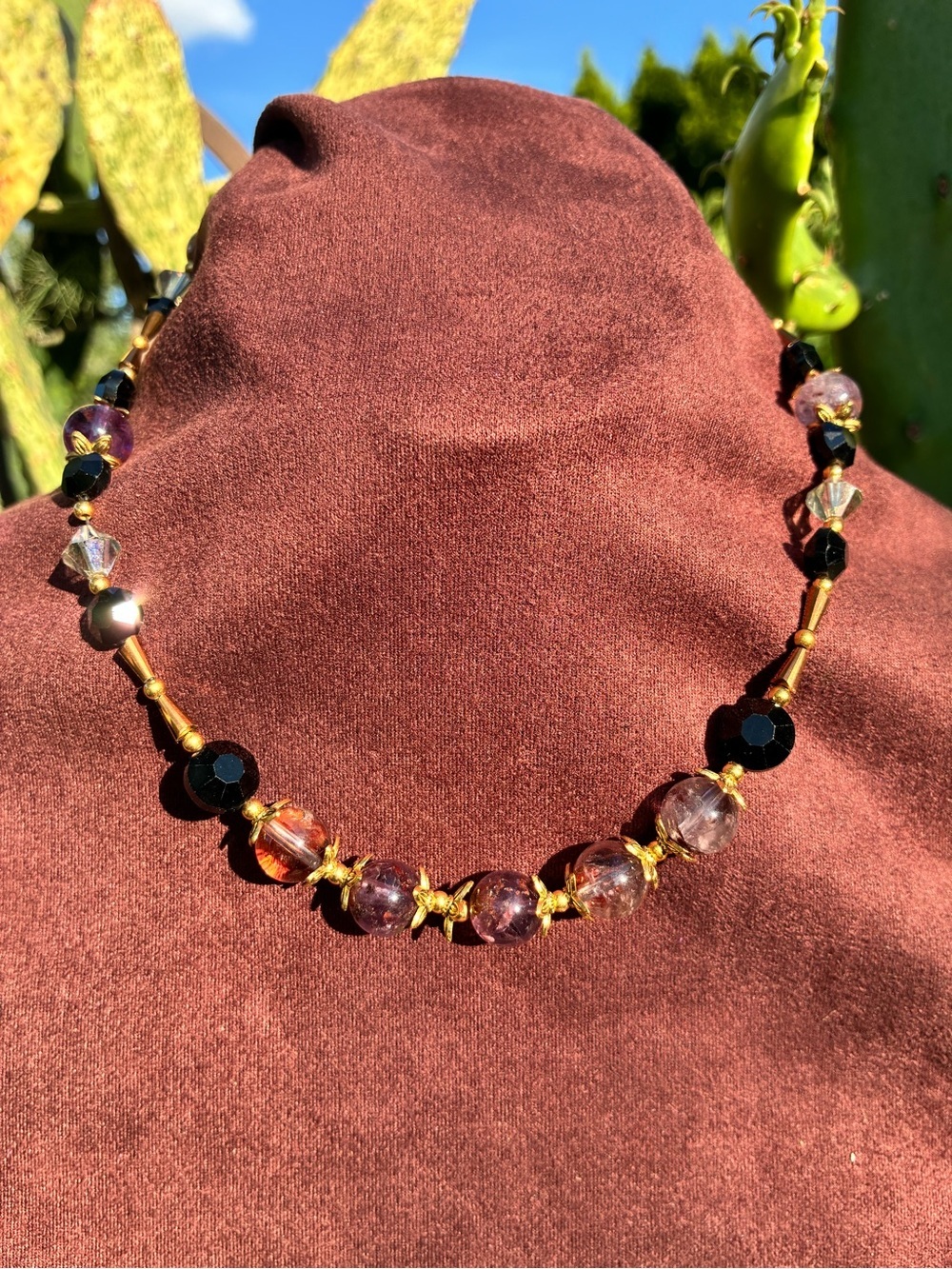 Cocacinite Beaded Glass Necklace - Elegant Women's Jewelry